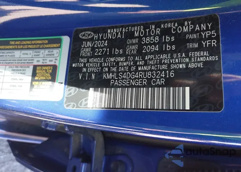 2024 Hyundai Elantra Sel from USA, damaged, VIN KMHLS4DG4RU832416